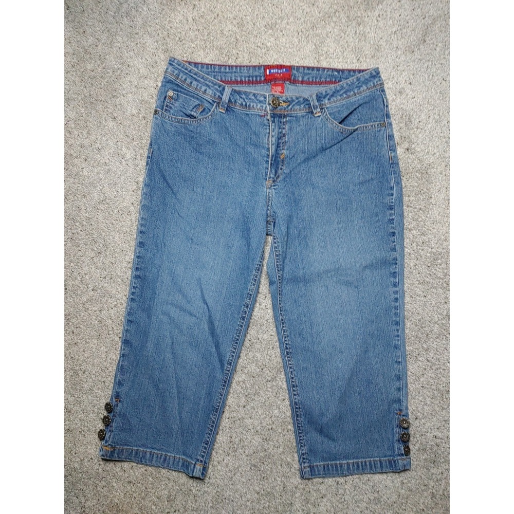 Retro Westport Woman Cottagecore Metallic Metal Capri Cropped Sz 8 Denim Pedal